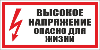 S19 высокое напряжение. опасно для жизни (пластик, 300х150 мм) - Знаки безопасности - Вспомогательные таблички - vektorb.ru