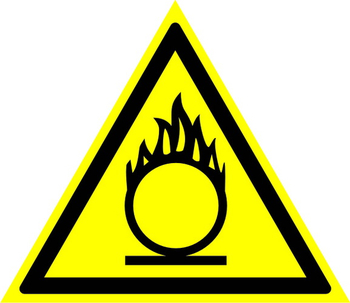 W11 пожароопасно! окислитель (пленка, сторона 200 мм) - Знаки безопасности - Предупреждающие знаки - vektorb.ru